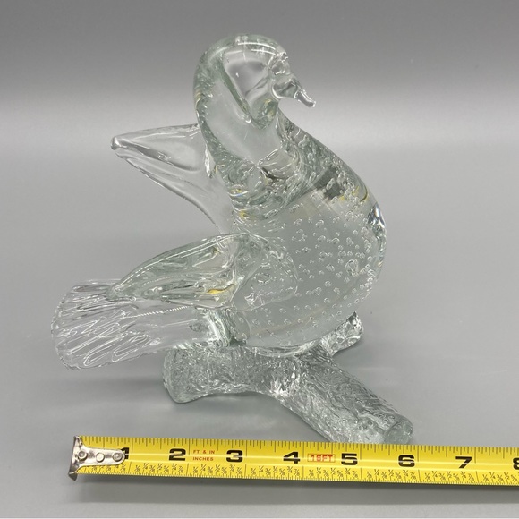Dove bird on log clear blown glass open spread wings, controlled bubbles EUC - Picture 7 of 8